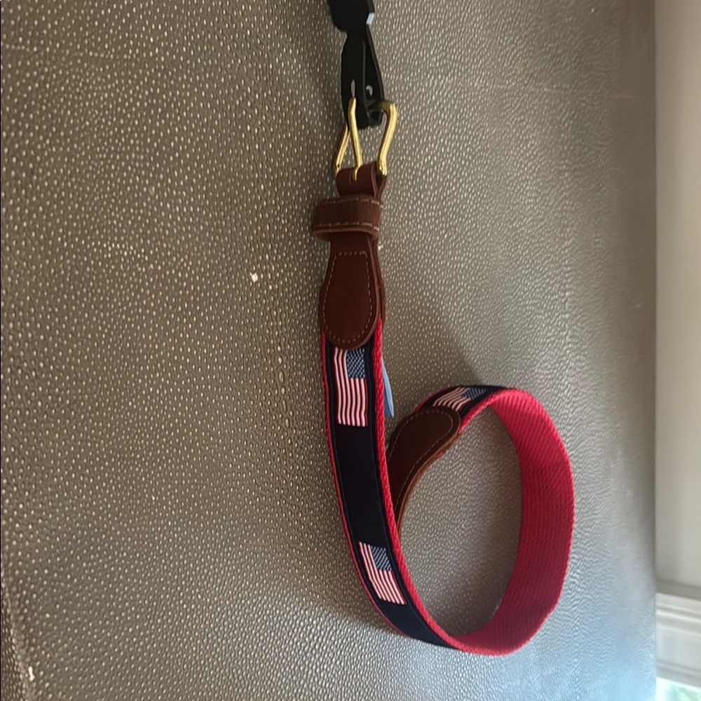 Patriotic Red and Navy Belt with Flag Accents